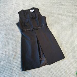 adorable vintage retro y2k black classy office siren mini dress silk bow front